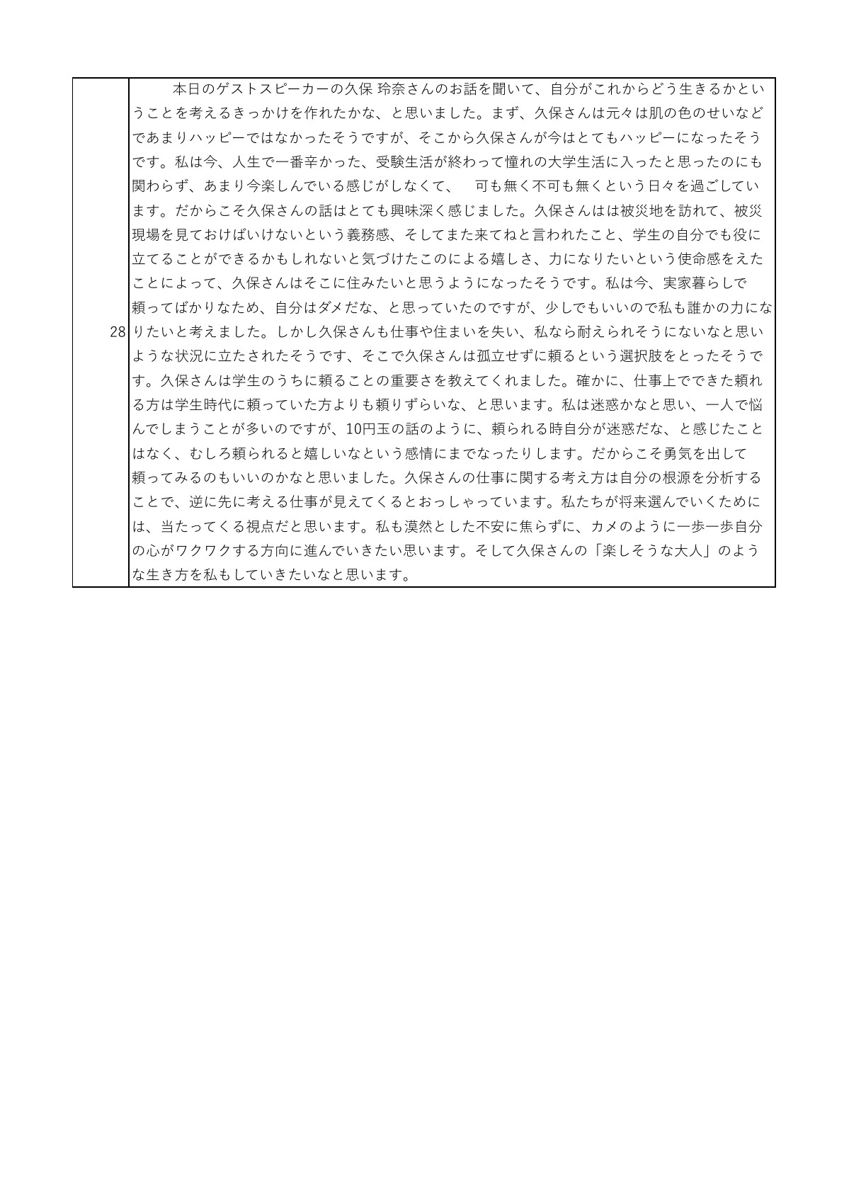 講話の感想 8ページ